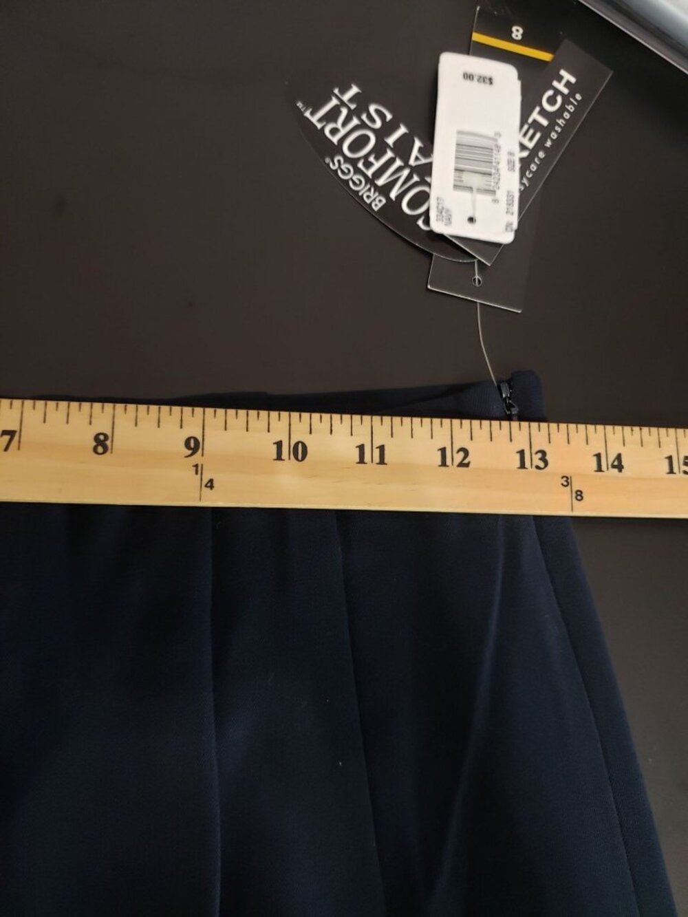 Briggs NY Womens plaited straight Pants Polyester blend Navy Size8 - Picture 9 of 14